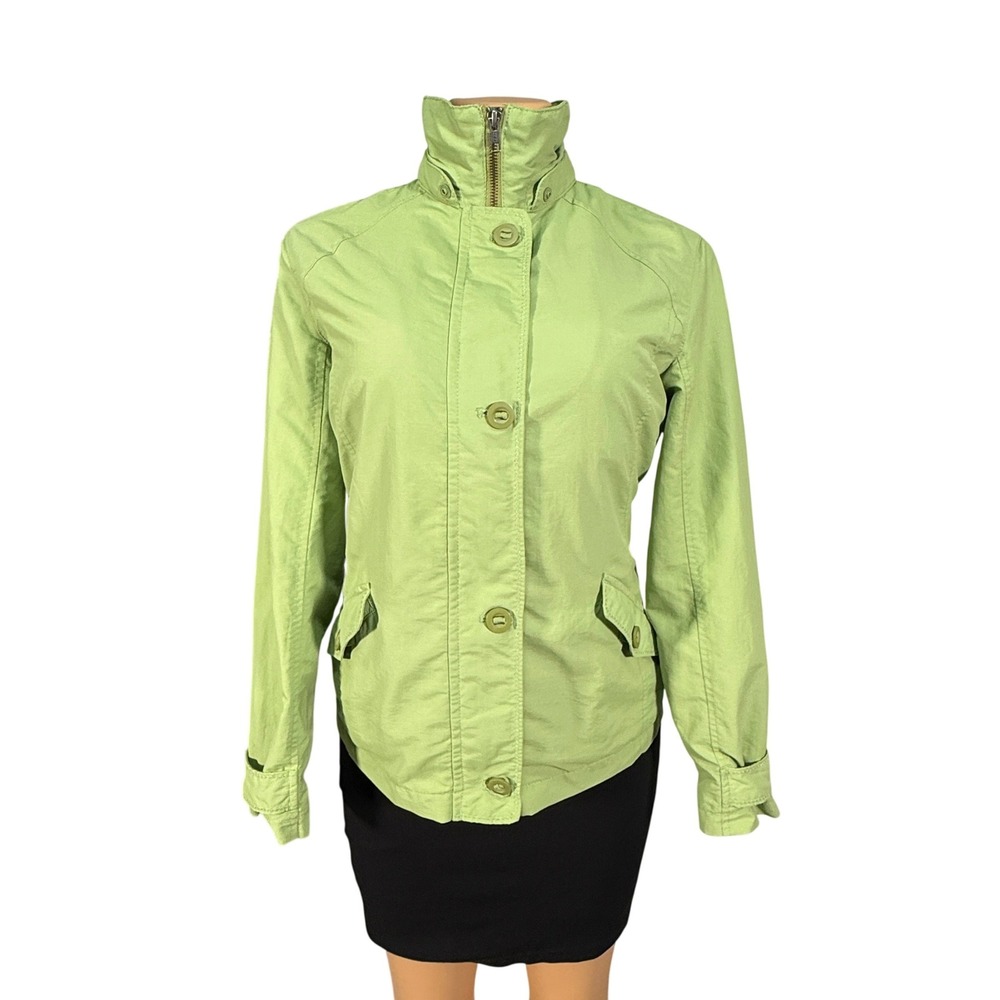 Lands' End Utility Jacket Women S 6-8 Lime Green Excellent Lightweight Zip Front